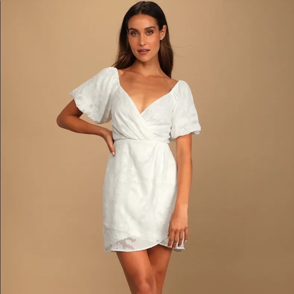 Lulus with your heart white floral burnout off the shoulder dress